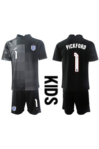 Fotbalové Dres Anglie Jordan Pickford #1 Brankářské Dětské Domácí Oblečení MS 2022 Krátký Rukáv (+ trenýrky)